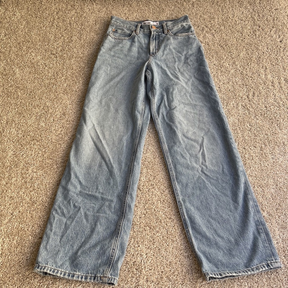 Garage Low Rise Baggy Wide Leg Jeans Womens 00 Light Wash Blue Denim Pants